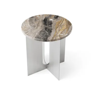 Androgyne side table - Grey Galaxy marble-brushed steel, Ø42 cm - Audo Copenhagen