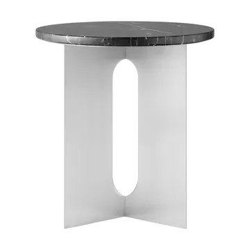 Androgyne side table - Nero Maquina marble-brushed steel, Ø42 cm - Audo Copenhagen