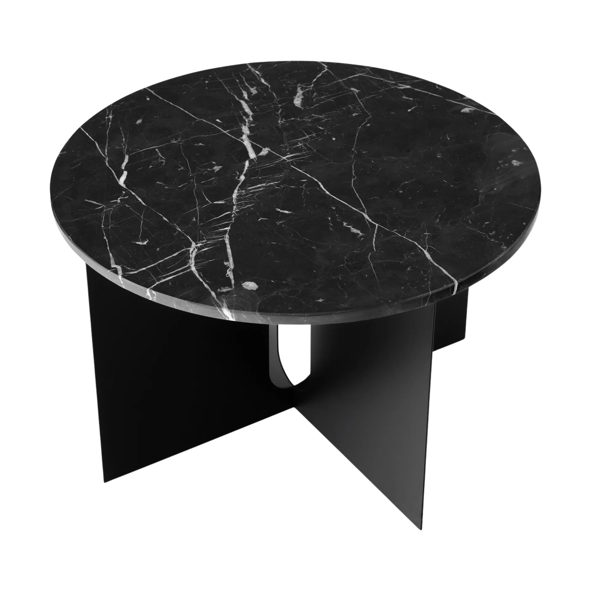 Androgyne side table, Nero Marquina marble-black steel, Ø65 cm Audo Copenhagen