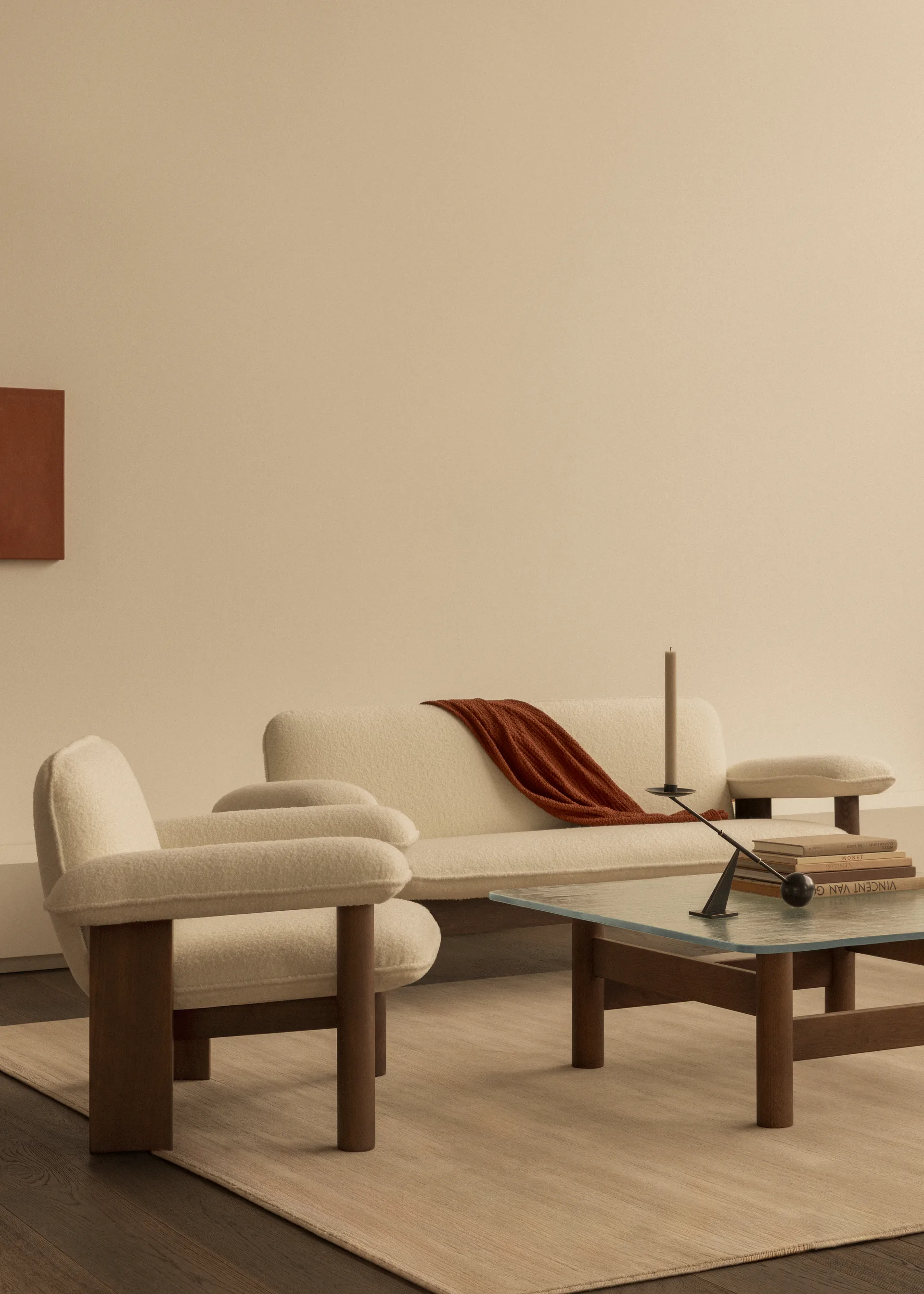 Brasilia armchair low back, Dark oak-Nature sheepskin curly Audo Copenhagen