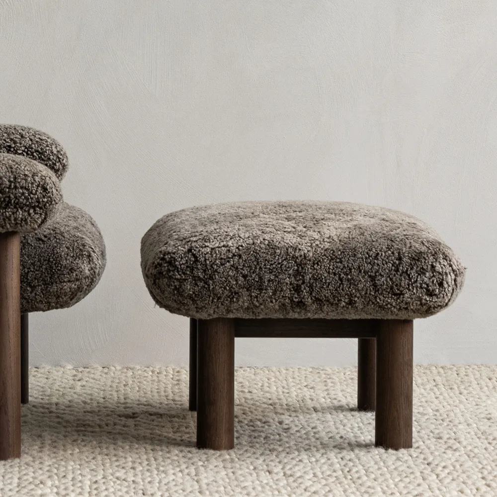 Brasilia footstool, Moss 011 grey-dark stained oak Audo Copenhagen