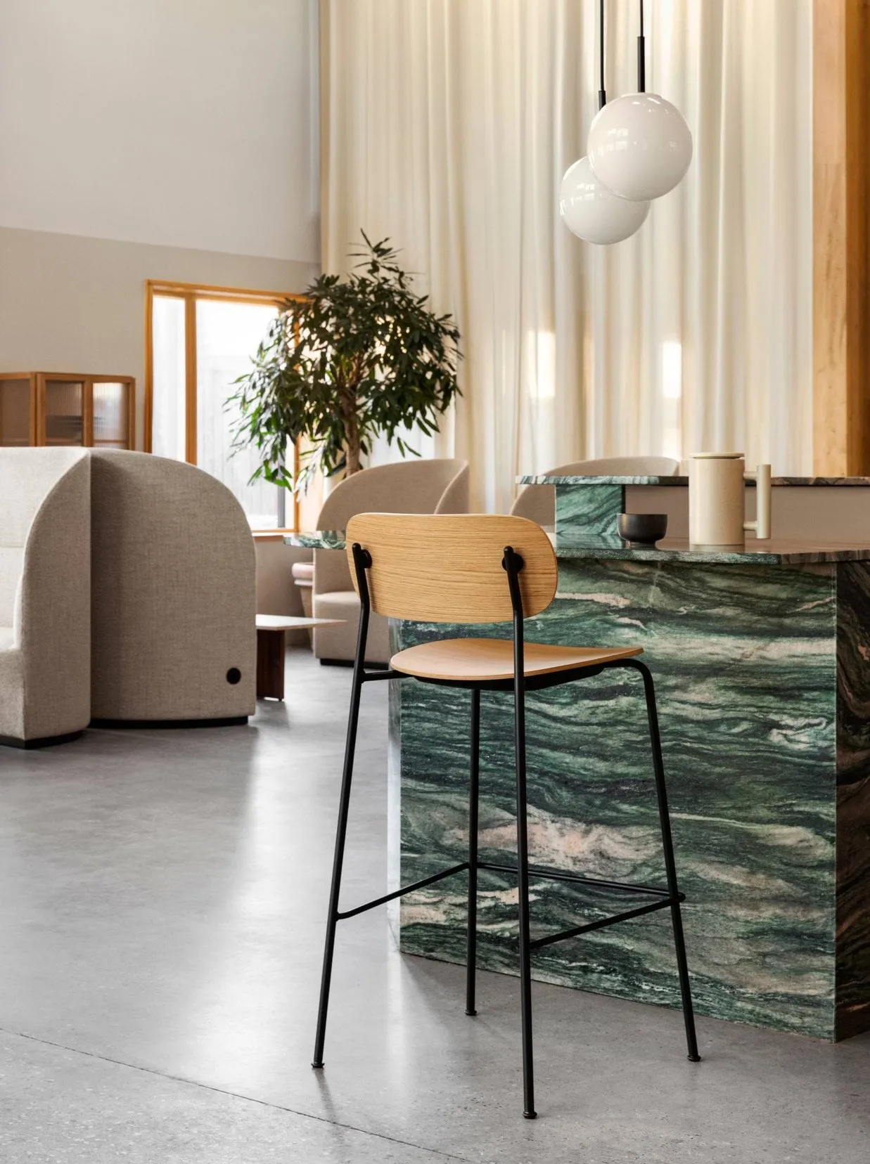 Co Bar Chair bar stool, Dark stained oak-chromed steel, 75 cm Audo Copenhagen