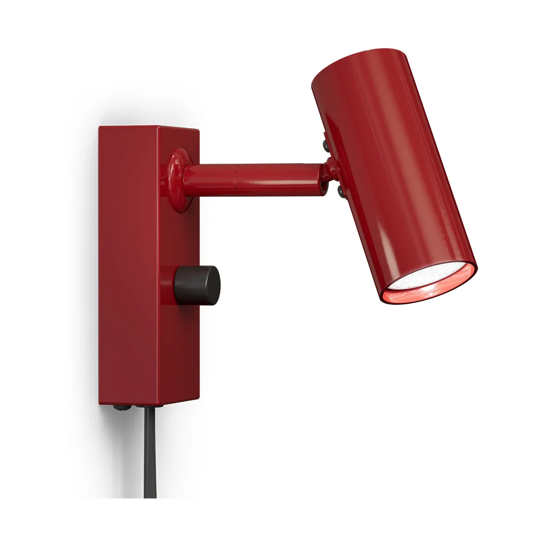 Cato wall lamp, Glossy ruby red-matte black Belid