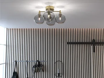Gloria ceiling lamp - brass-smoke coloured glass - Belid