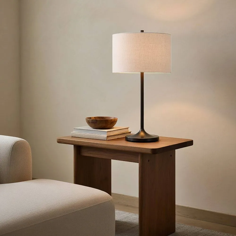 Soft table lamp, Linen white-metallic bronze, Ø34x64 cm Belid