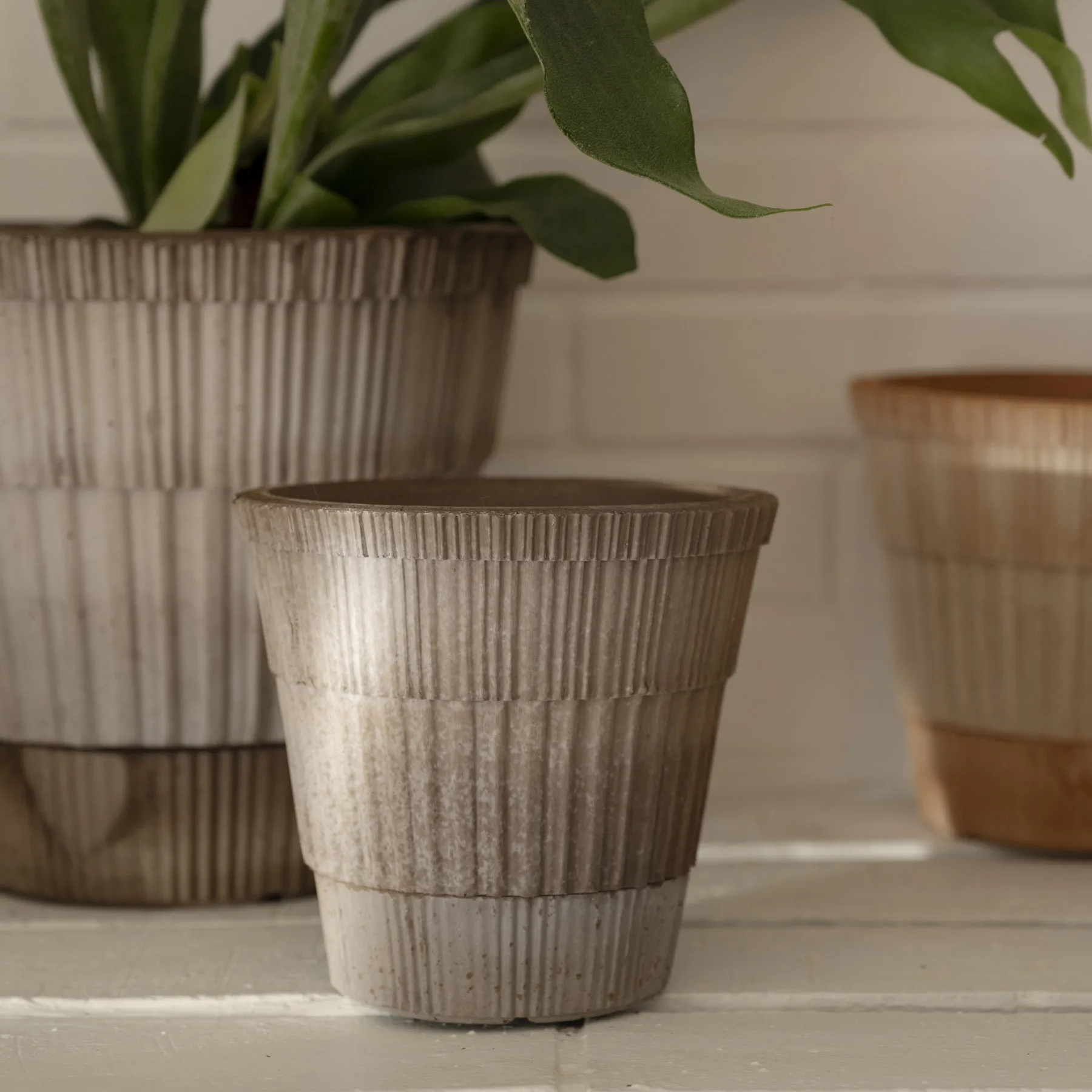Atlas raw pot with saucer, Grey, Ø14 cm Bergs Potter
