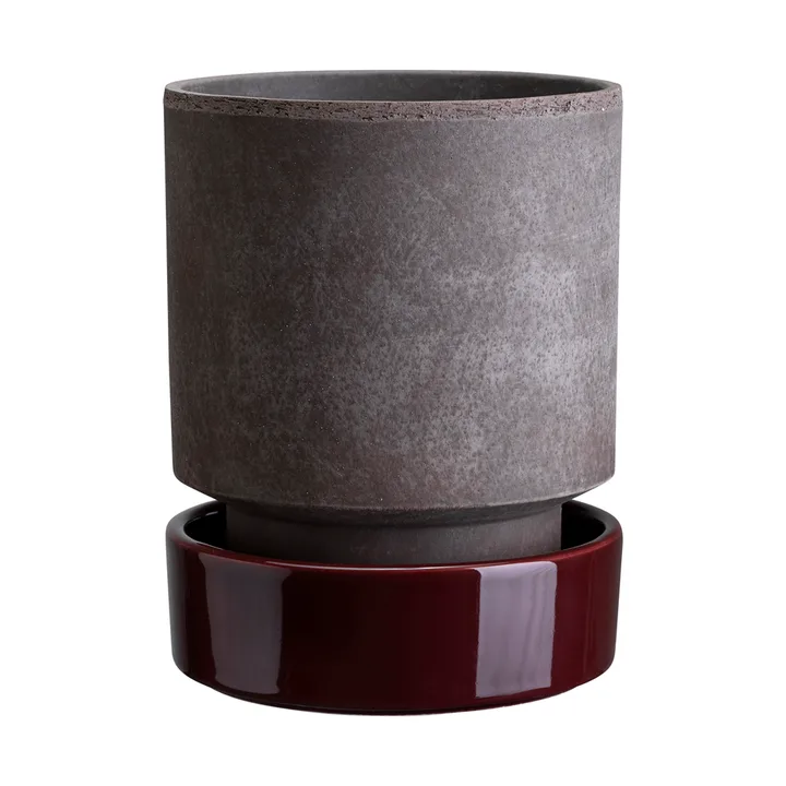 Hoff pot - Ø16 cm, Raw Grey-Deep Burgundy - Bergs Potter
