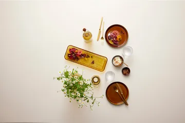 Kusintha serving dish rectangular 14x38 cm - Amber - Bitz