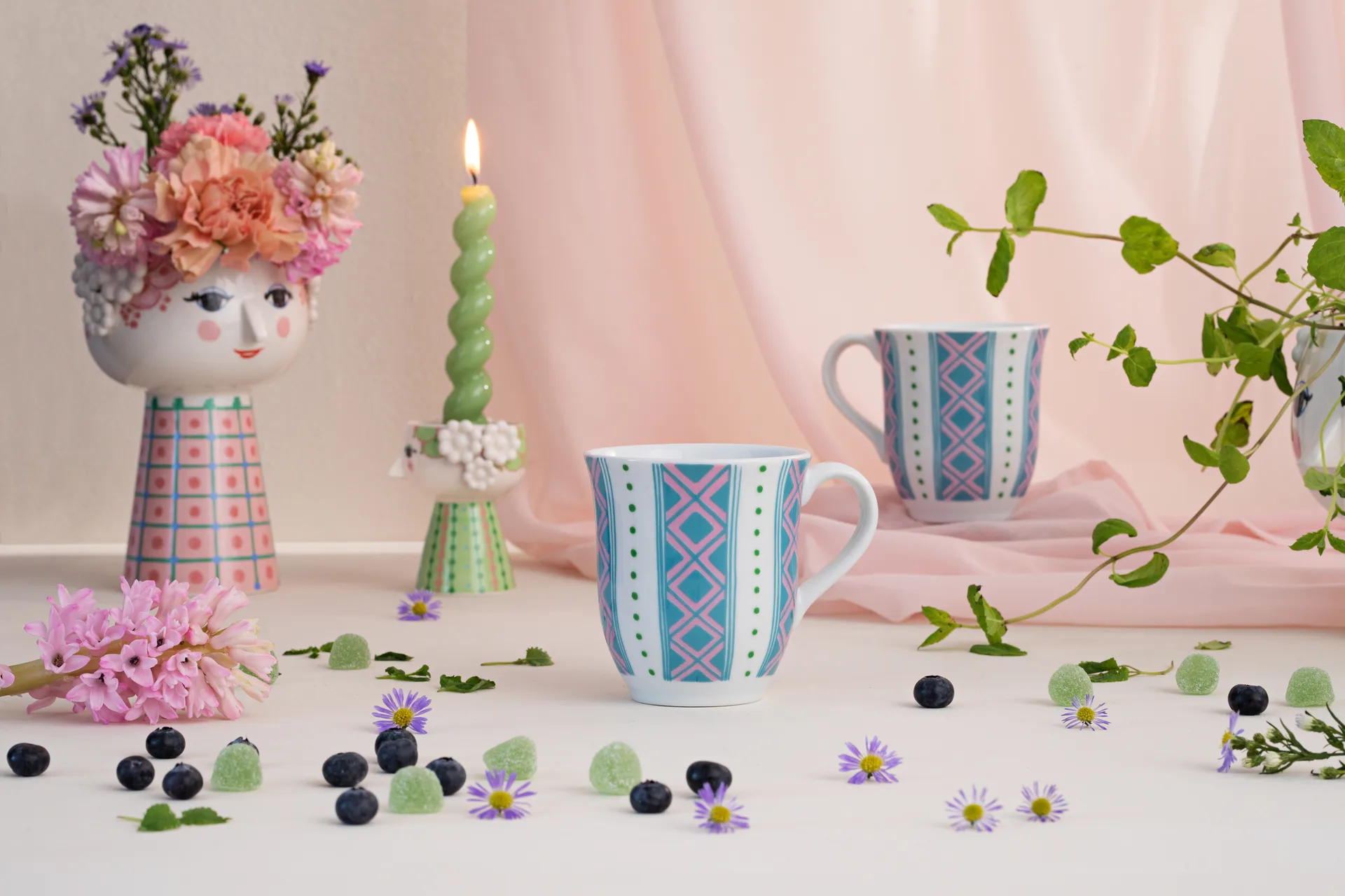 Eva mug 35 cl, Light blue Bjørn Wiinblad