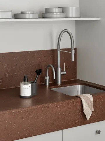 Piro dish brush and soap holder - Black - blomus