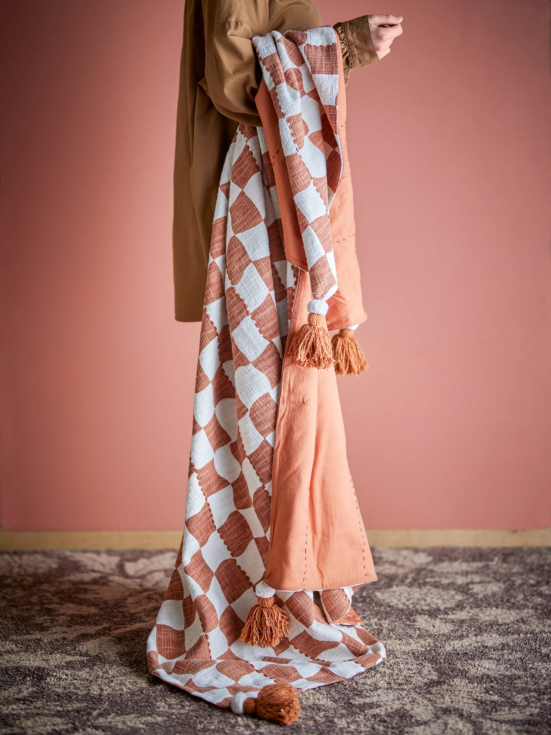 Chola throw cotton 150x130 cm, Brown Bloomingville