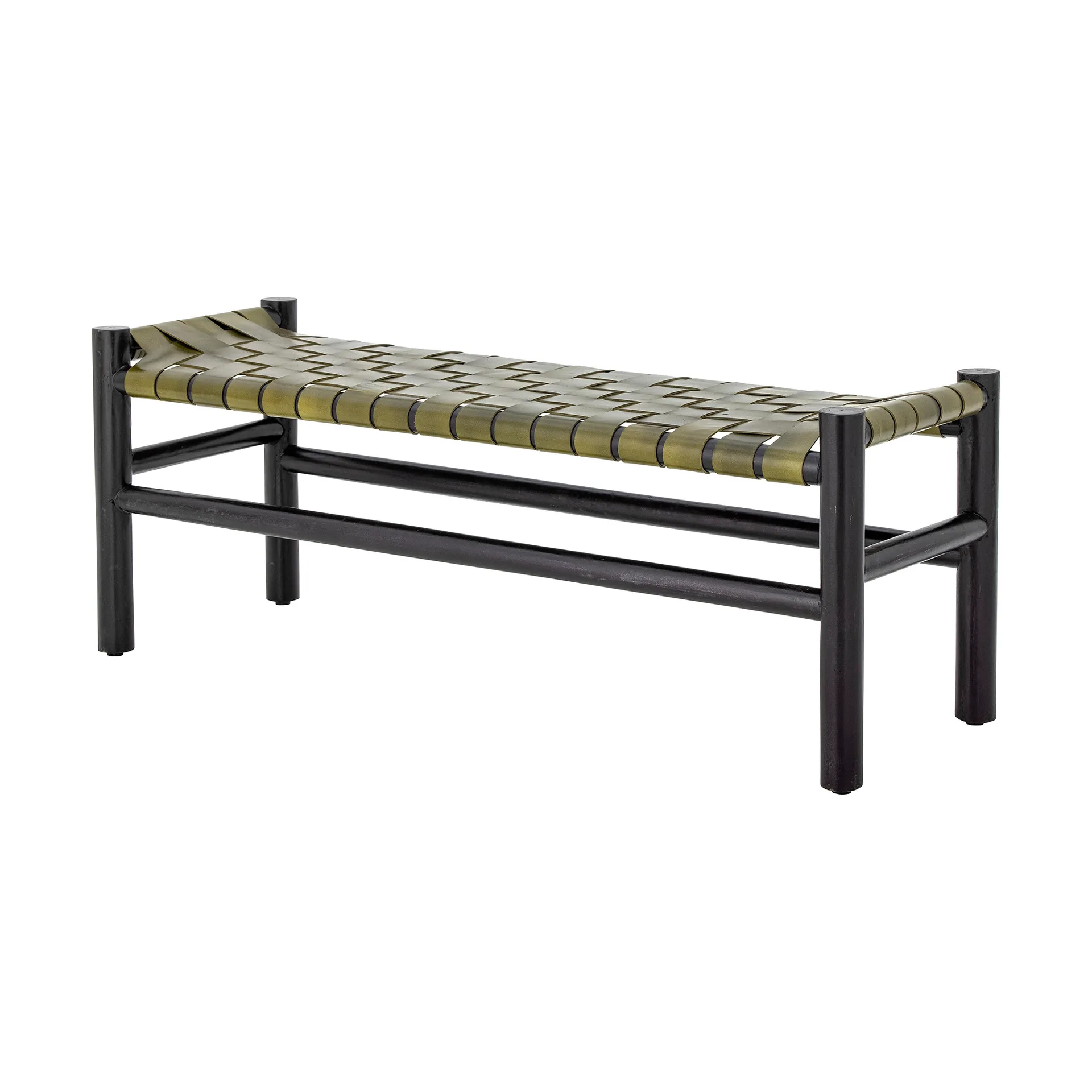 Conner bench, Black-green leather Bloomingville