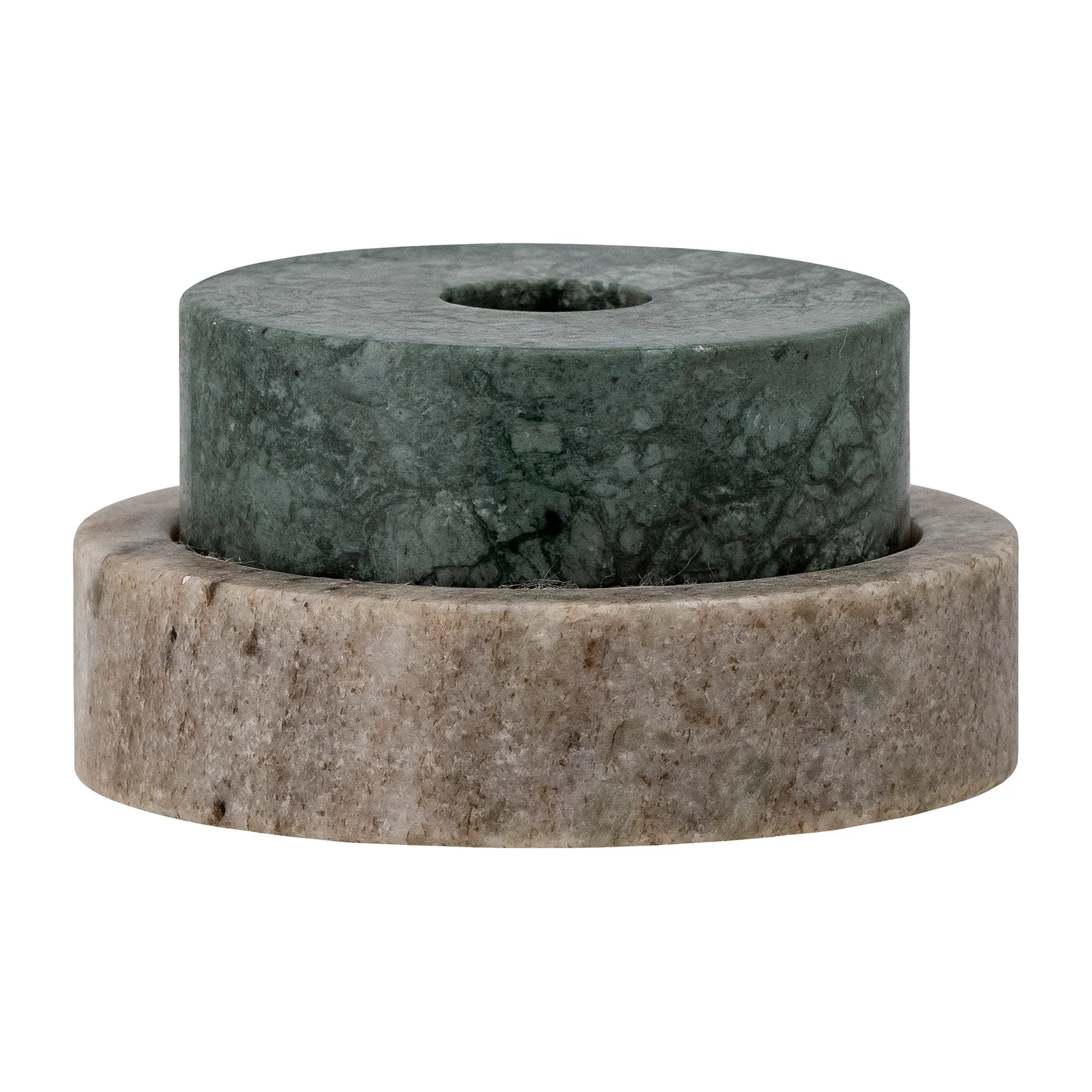 Dalin candle sticks Ø10 cm, Green marble Bloomingville