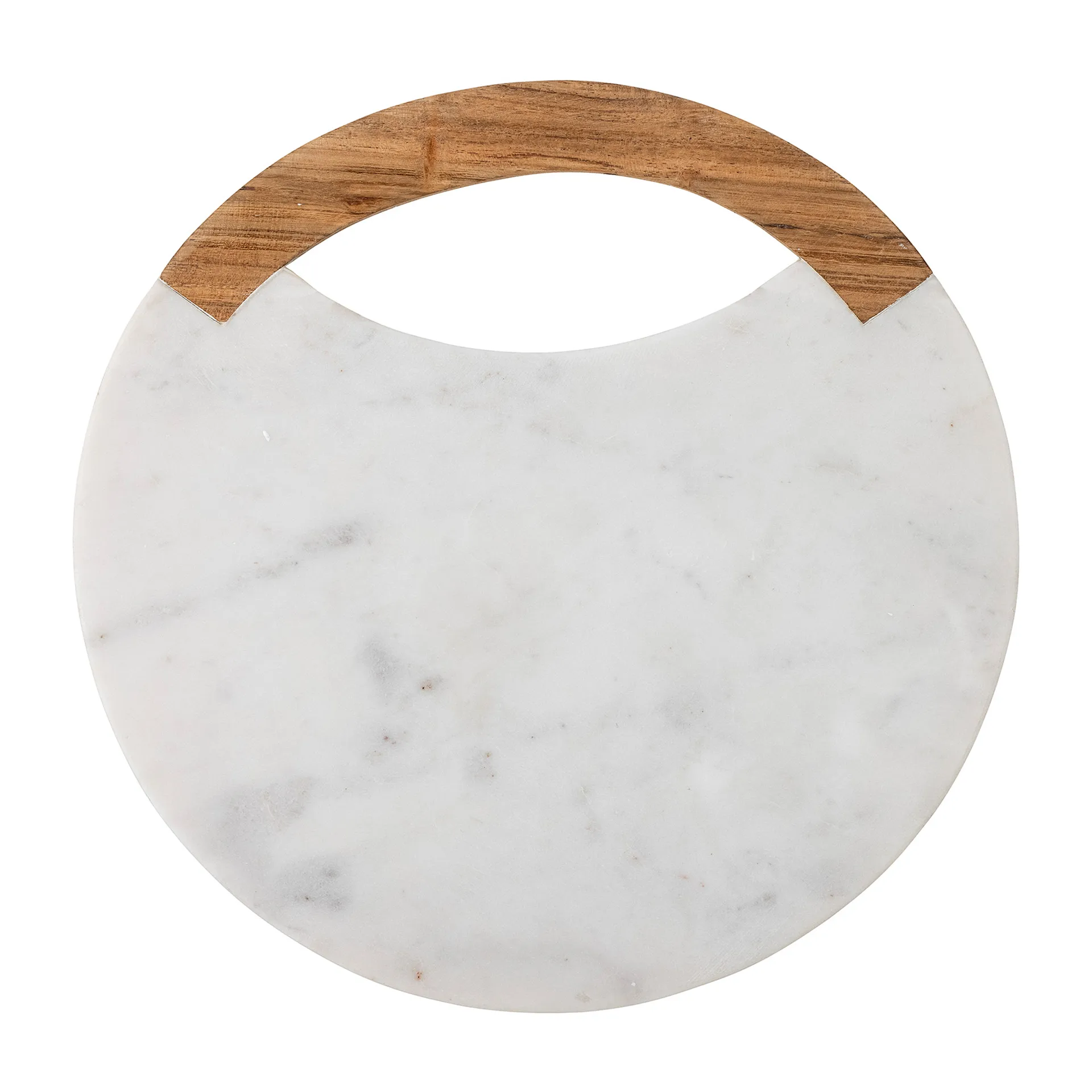 Daniela cutting board with handle Ø30 cm, White marble-acacia Bloomingville