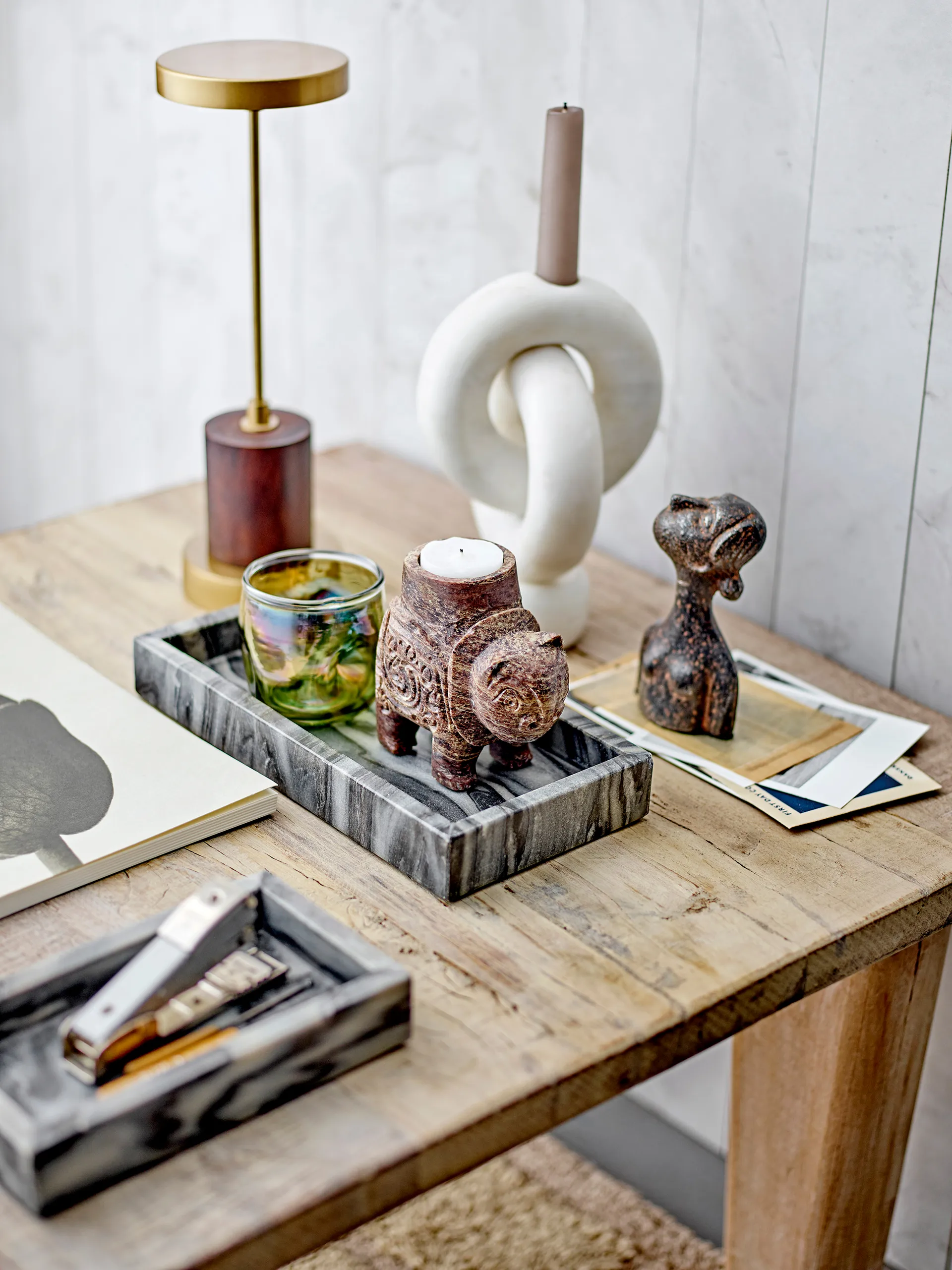 Goa candleholder 20 cm, White marble Bloomingville