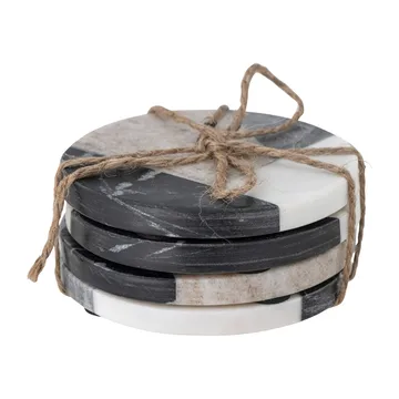 Izabella coaster Ø10 cm 4-pack - Grey marble - Bloomingville