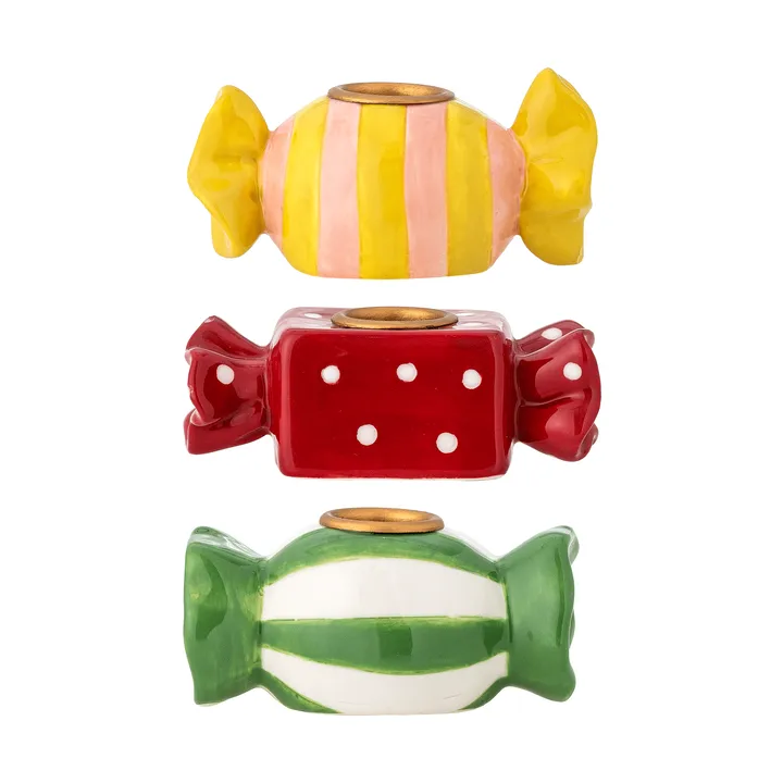 Leiano candleholder - Yellow-red-green, 3 pieces, 10 cm - Bloomingville