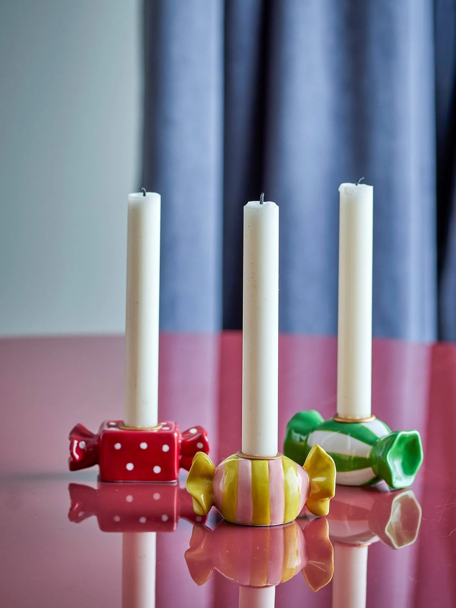 Leiano candleholder, Yellow-red-green, 3 pieces, 10 cm Bloomingville