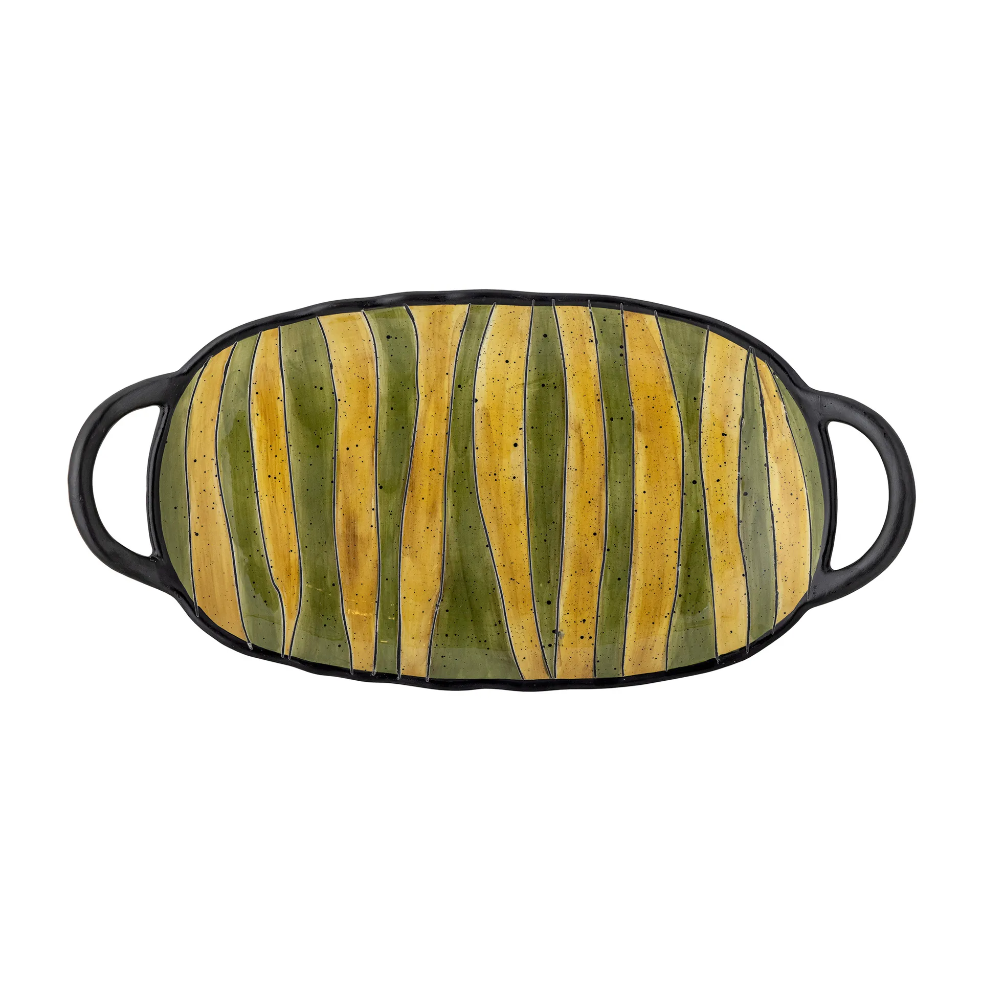 Lilie serving plate with handle 15x32.5 cm, Green Bloomingville