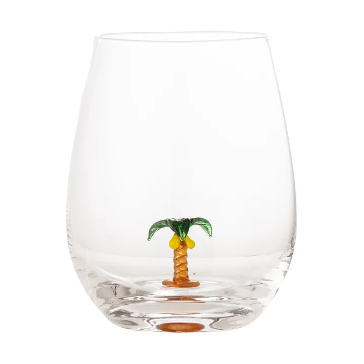 Misa drinking glass 56 cl - Clear-palm tree - Bloomingville