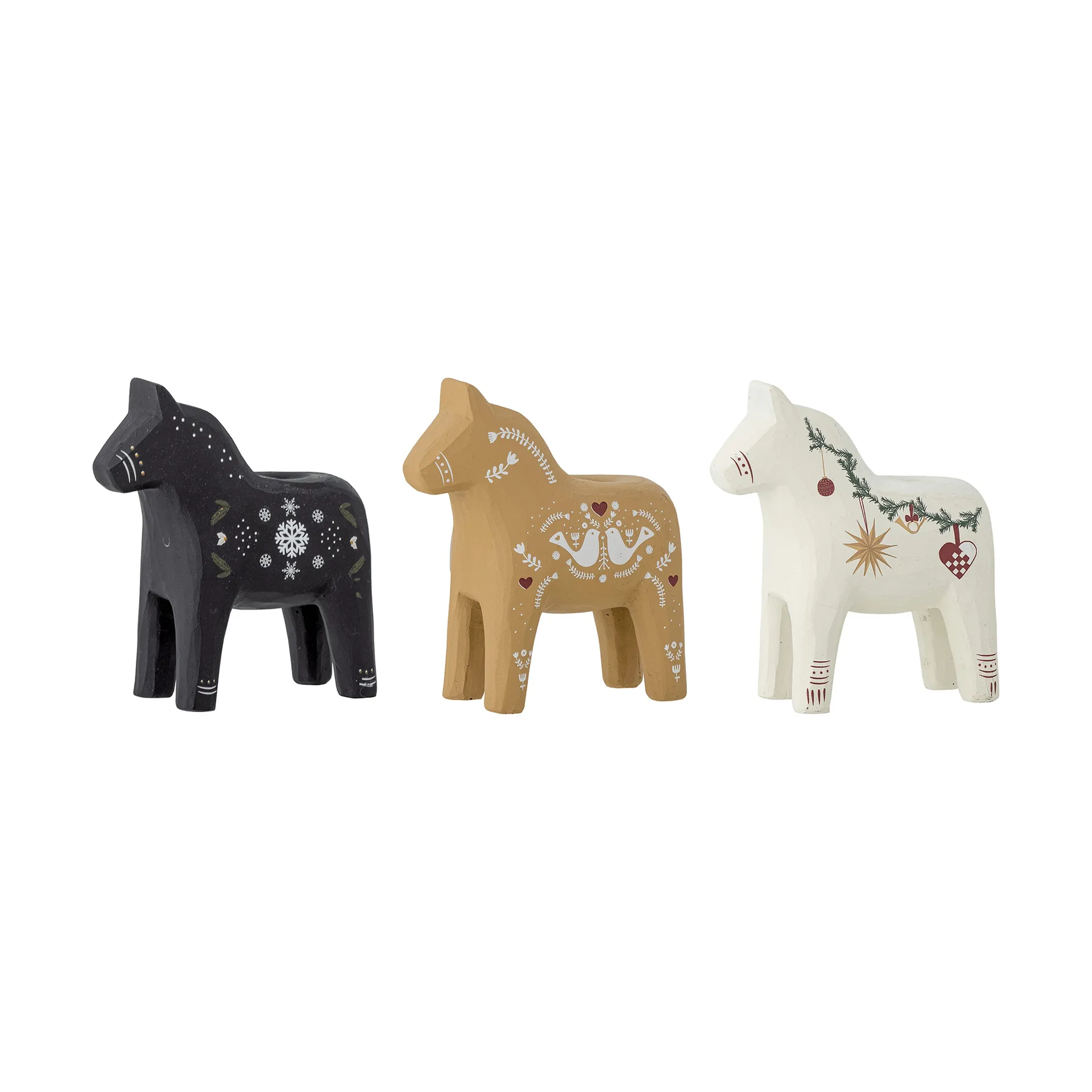 Number candle holder, Black-brown-white, 3 pieces, 10 cm Bloomingville