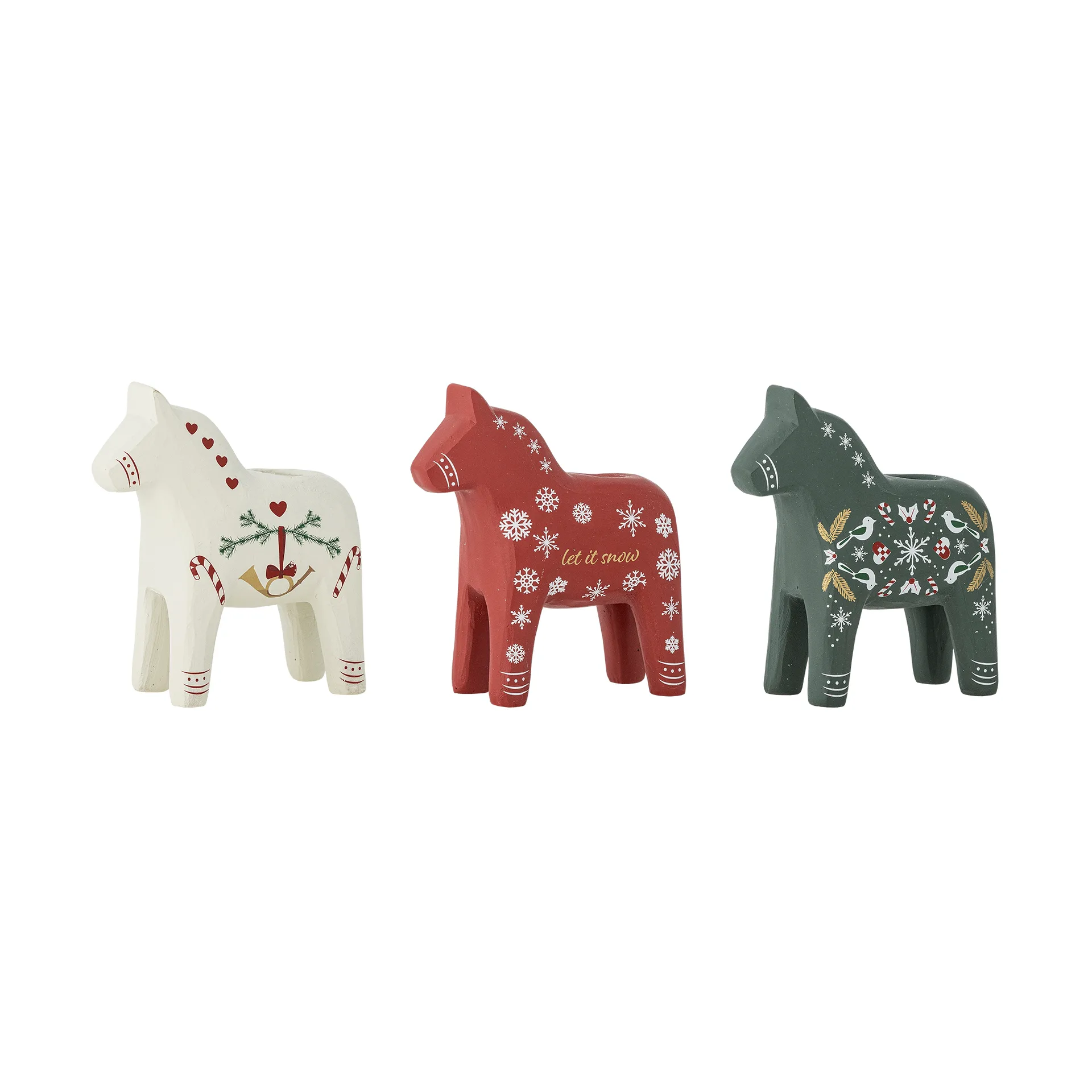 Number candle holder, White-red-green, 3 pieces, 10 cm Bloomingville
