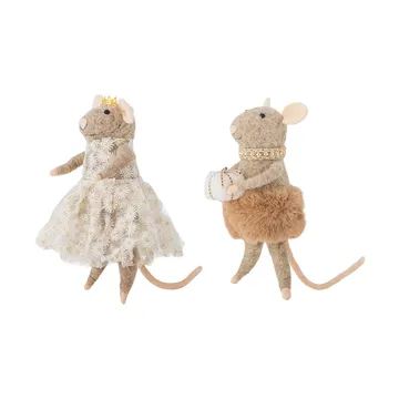 Peo Christmas tree decorations wool 2 pieces - Brown, high - Bloomingville