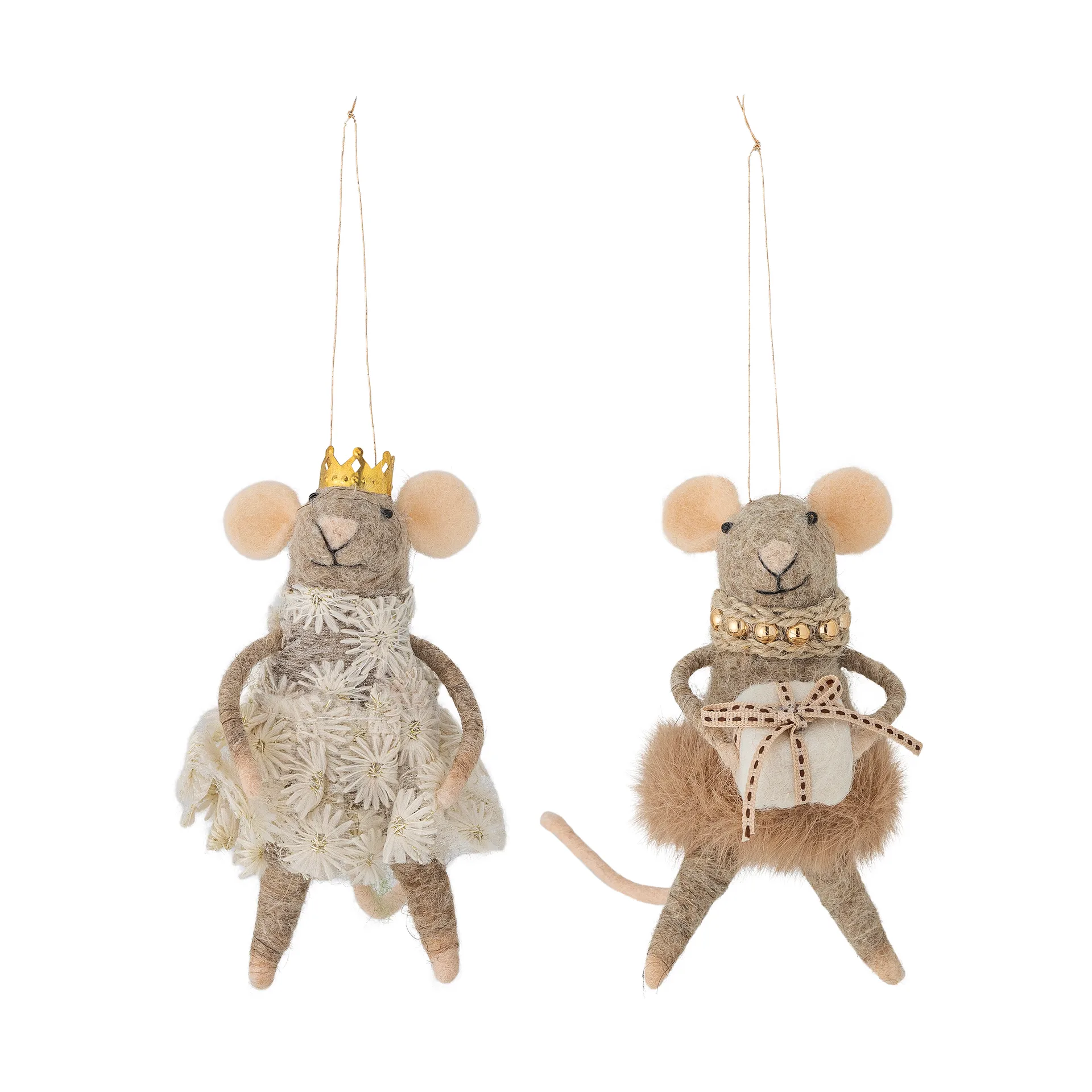 Peo Christmas tree decorations wool 2 pieces, Brown Bloomingville