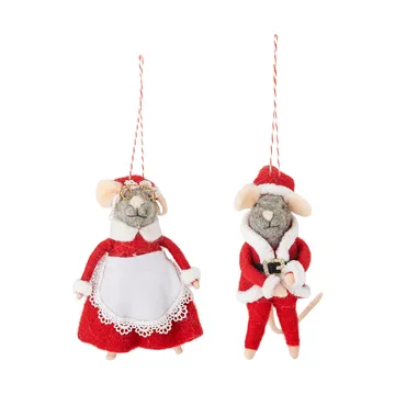 Peo Christmas tree decorations wool 2 pieces - Red - Bloomingville
