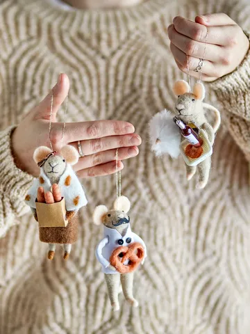 Peo Christmas tree decorations wool 3 pieces - Nature - Bloomingville