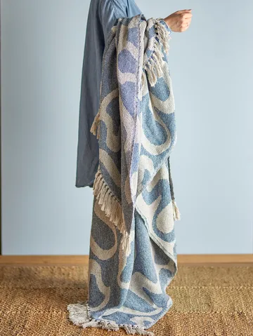 Salobre throw cotton 160x130 cm - Blue - Bloomingville