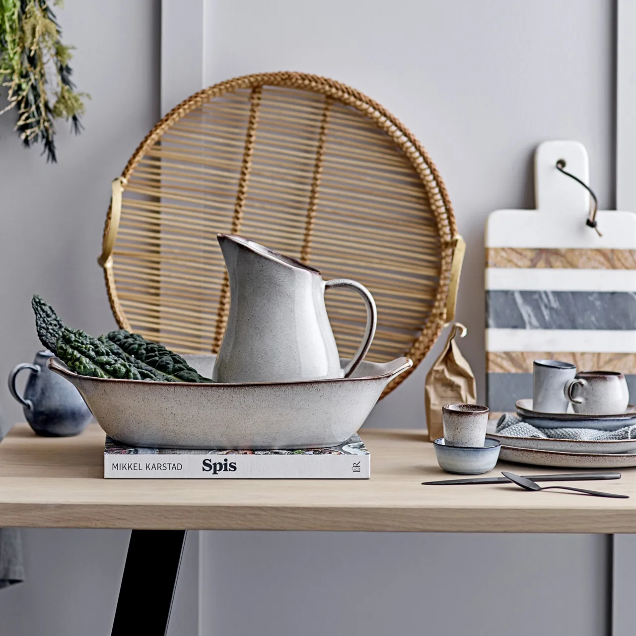 Sandrine espressocup with saucer, light grey Bloomingville