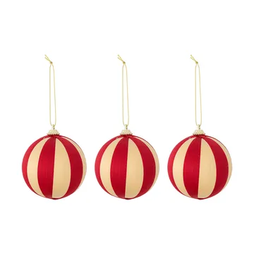 Wynn christmas bauble - Red, 3-pack, Ø8 cm - Bloomingville