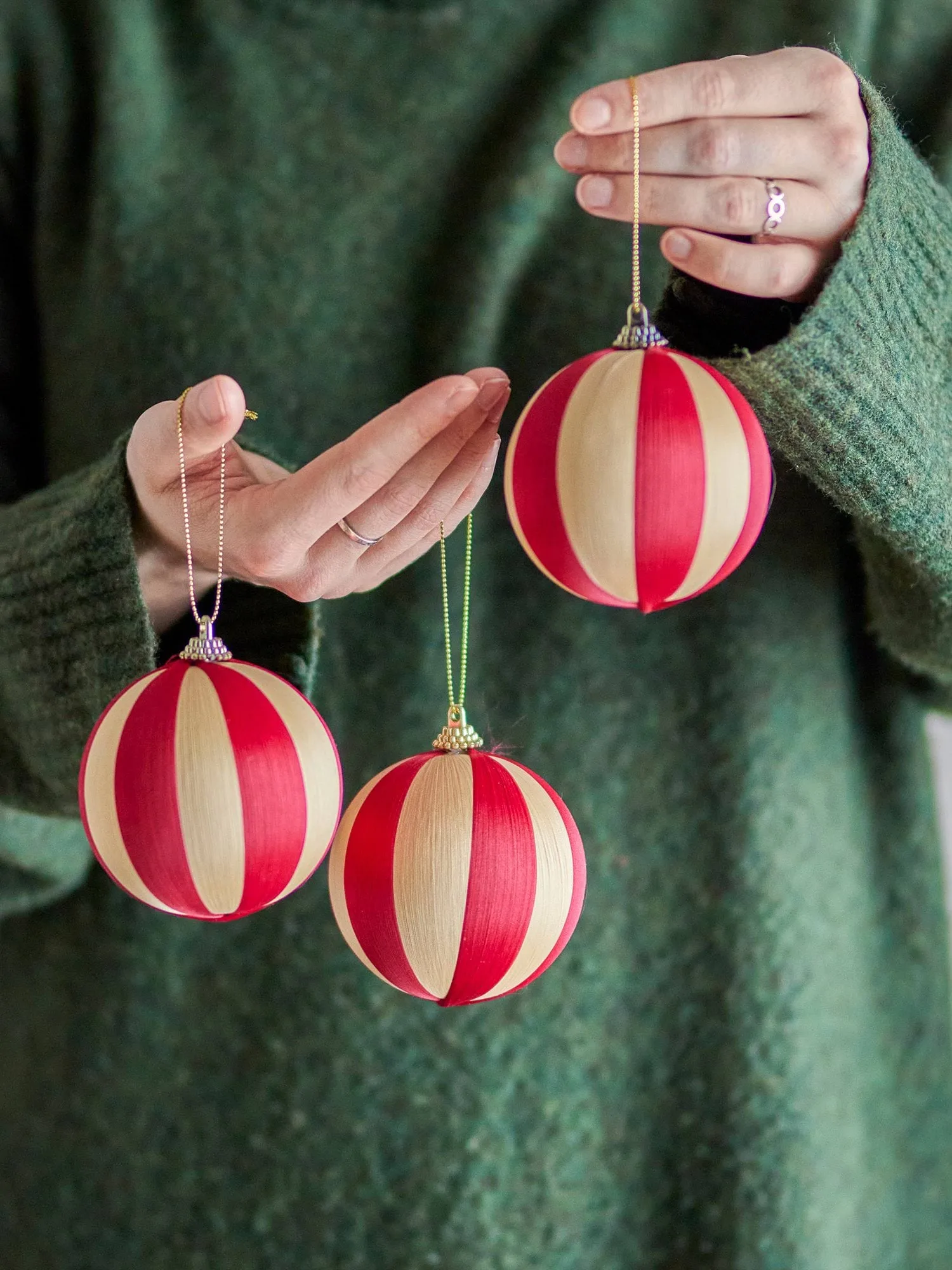 Wynn christmas bauble, Red, 3-pack, Ø8 cm Bloomingville