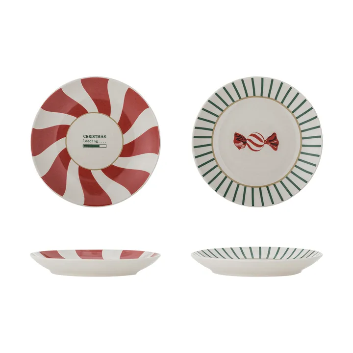Yule side plate - Red-green, 2 pieces, Ø12.5 cm - Bloomingville