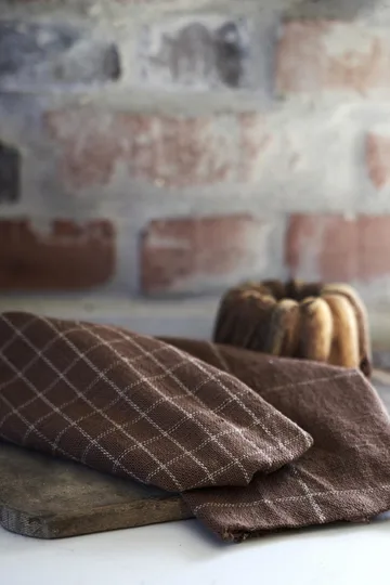 Lunnevik small cotton napkins 40x40 cm 4-pack - Brown - Boel & Jan