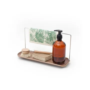 LEAF dish rack with dishcloth holder - Walnut-stainless steel - Bosign
