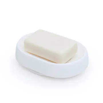 Soap tray with concealed drain spout in silicone - large - White - Bosign