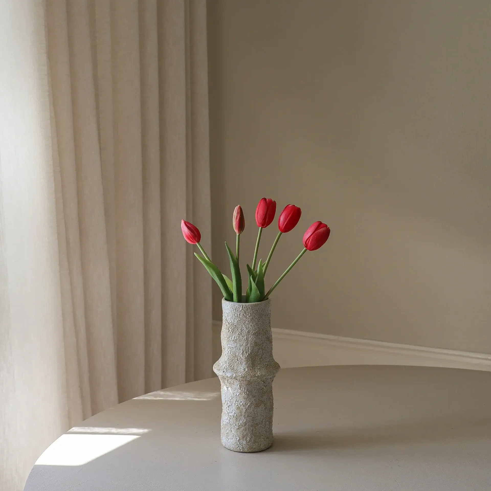 Artificial tulip bouquet, Light red, 5 pcs Botané