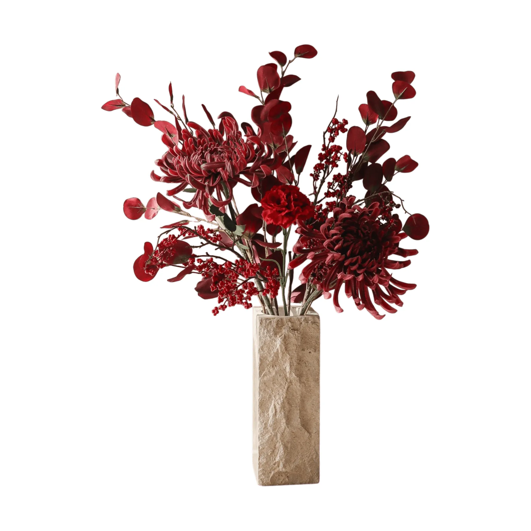 Berry drama artificial bouquet, Spider chrysanthemum, carnation, eucalyptus, 84 cm Botané