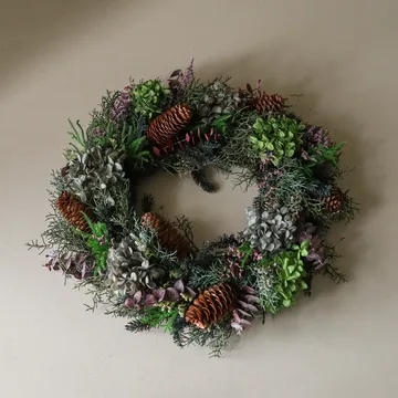 Botanical Forest Wreath wreath - Hydrangea-eucalyptus-pine branches-cones, Ø40 cm - Botané