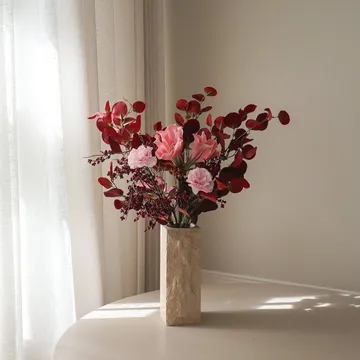 Burgundy blush artificial bouquet - Amaryllis, carnation, berry branches, eucalyptus, 84 cm - Botané