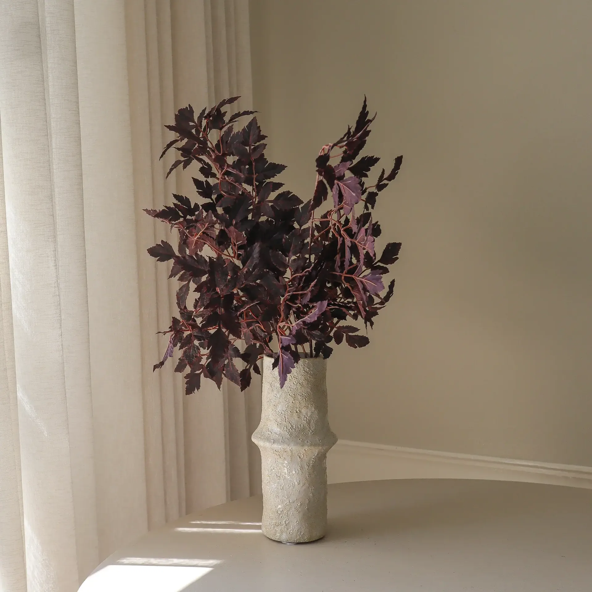Burgundy Plum Leaves artificial bouquet, 85 cm, 4 pcs Botané