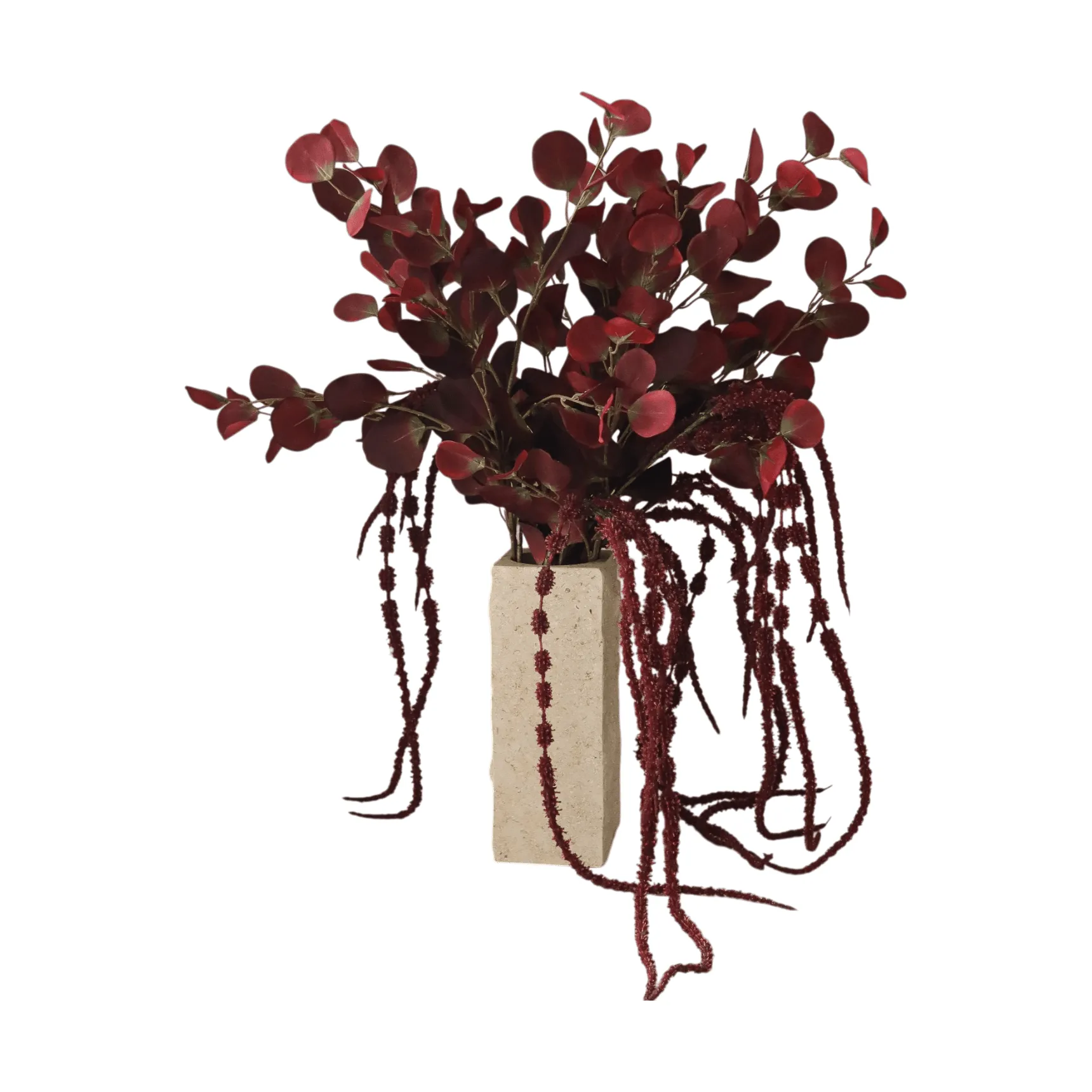 Burgundy veil artificial bouquet, Eucalyptus, amaranth, 84 cm Botané