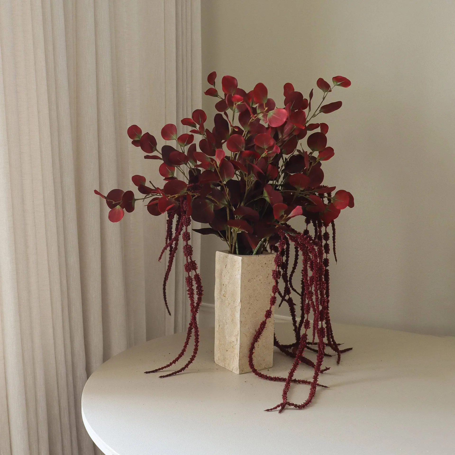 Burgundy veil artificial bouquet, Eucalyptus, amaranth, 84 cm Botané