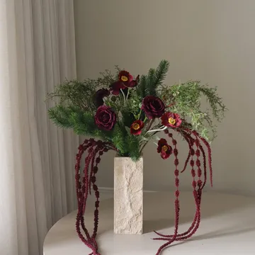 Burnt bloom artificial bouquet - Ranunculus, poppies, alliums, amaranth, 90 cm - Botané