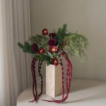 Burnt bloom artificial bouquet - Ranunculus, poppies, alliums, amaranth, 90 cm - Botané