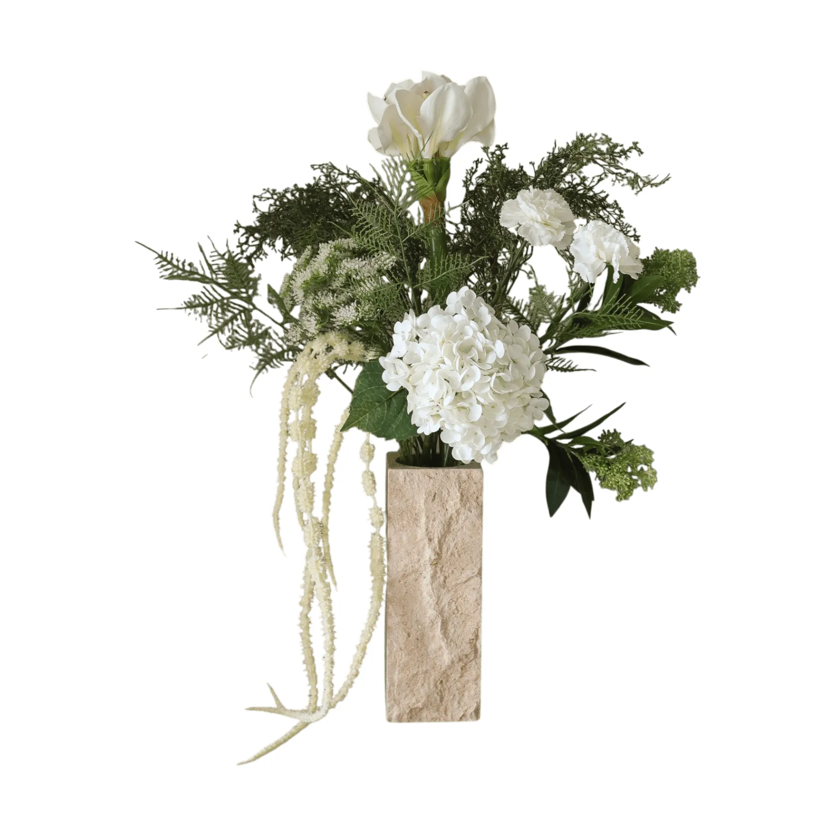 Frosted garden artificial bouquet, Amaryllis, hydrangea, carnations, amaranth, 90 cm Botané