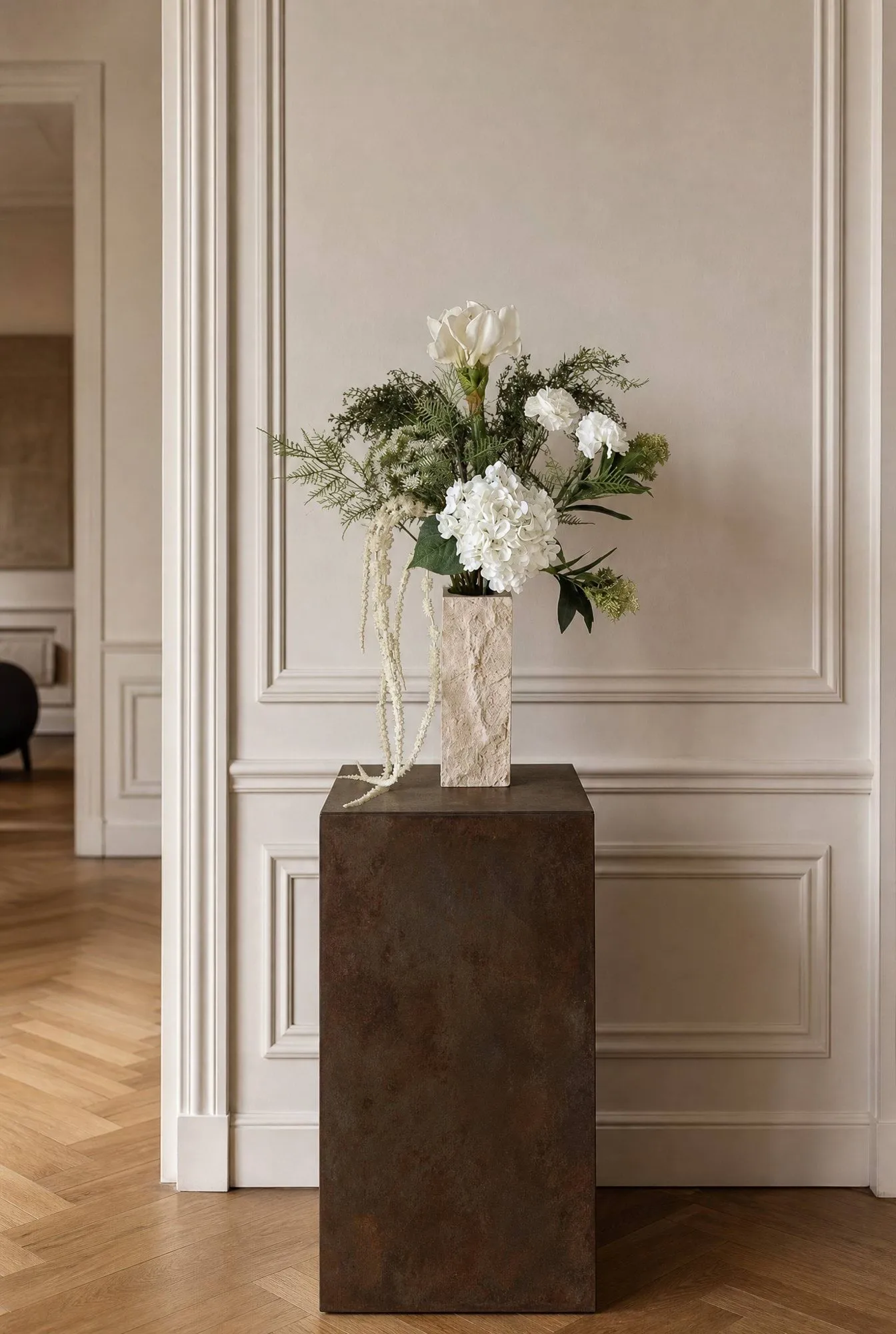 Frosted garden artificial bouquet, Amaryllis, hydrangea, carnations, amaranth, 90 cm Botané