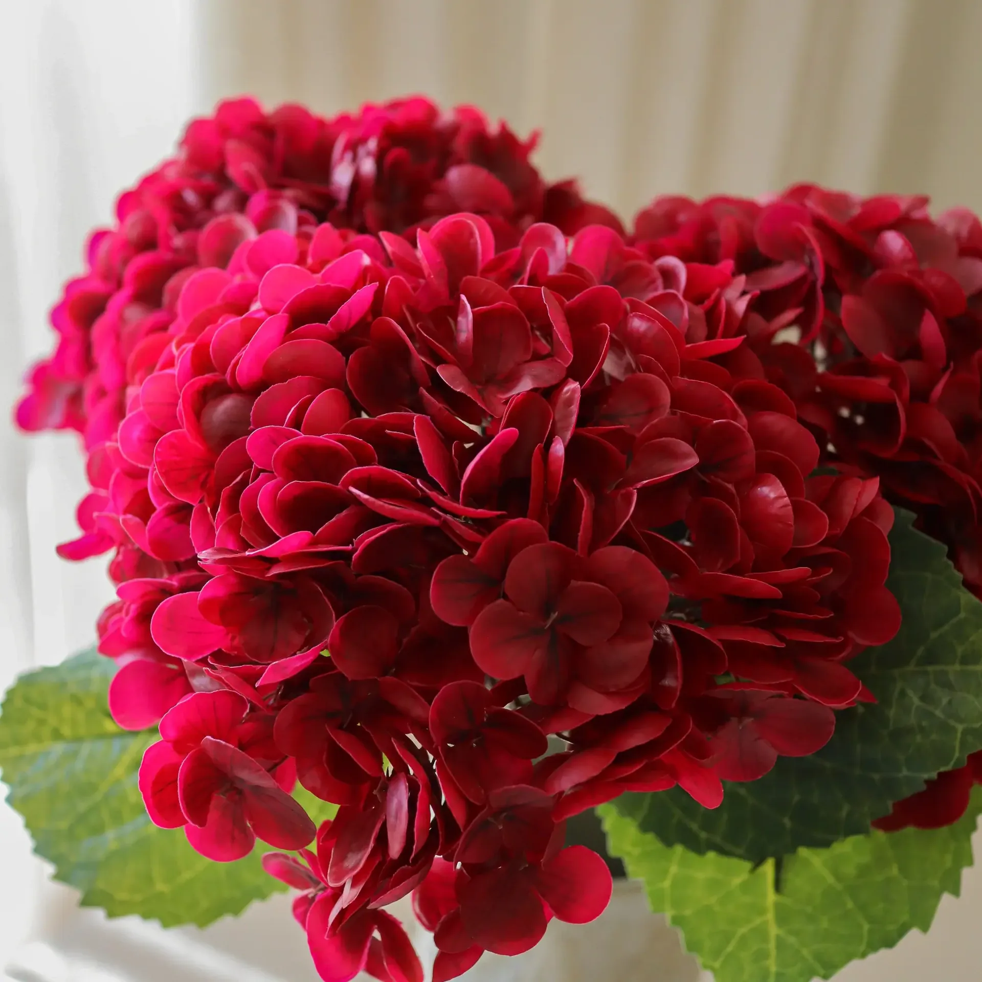 Hydrangea artificial flower, Red, 51 cm, 1 pc Botané